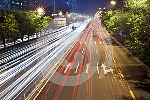 Beijing night scene in rush hour traffic