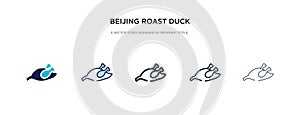 Beijing roast duck icon in different style vector illustration. two colored and black beijing roast duck vector icons designed in