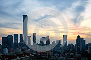 Beijing skyline CBD sunset, China