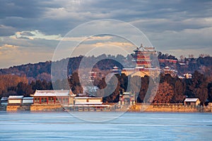 Beijing Summer Palace winter scenery, China