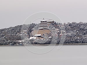 Beijing Summer Palace winter snow view, China