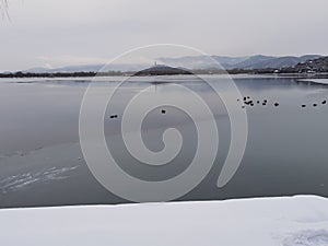 Beijing Summer Palace winter snow view, China