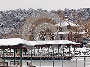 Beijing Summer Palace winter snow view, China