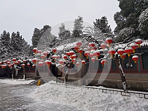 Beijing Summer Palace winter snow view, China
