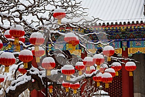 Beijing Summer Palace winter snow view, China