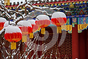 Beijing Summer Palace winter snow view, China