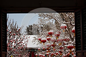 Beijing Summer Palace winter snow view, China