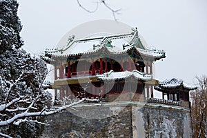 Beijing Summer Palace winter snow view, China