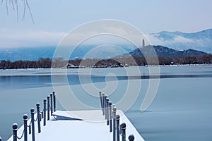 Beijing Summer Palace winter snow view, China