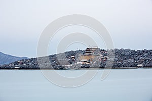 Beijing Summer Palace winter snow view, China