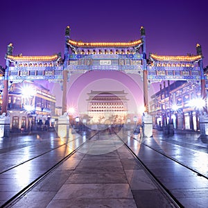 Beijing traditional shopping street at night