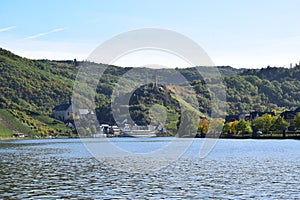 Beilstein, Germany - 10 06 2022: Mosel with Beilstein in autumn