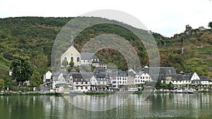 Beilstein village at Moselle river Germany. surrounded by vineyards and forest