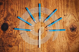 Being different concept with wood pencils on desk