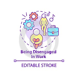 Being disengaged in work concept icon
