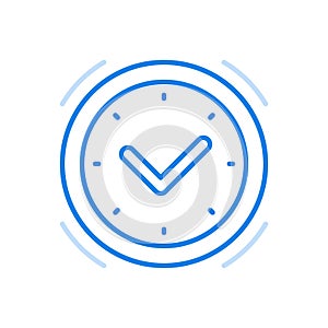 Being late for work vector line icon. Delaying coming to office for deadline with constant haste. photo