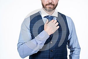 being perfect. cropped professional businessman tie necktie. cropped ceo wear formal clothes.