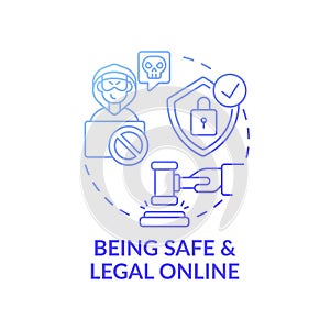 Being safe and legal online dark blue concept icon