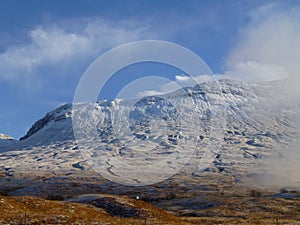 Beinn Odhar, Scottish Highlands, covered in a dusting of snow