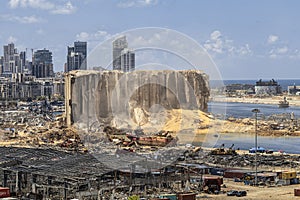 Massive blast/explosion site at Beirut Port. photo