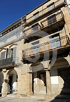 Buildings in the Square of Piety -Plaza de la Piedad- in Bejar, Spain photo