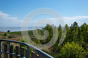 Beka reserve. Landscape of the Baltic Sea coast in spring. Shore view.