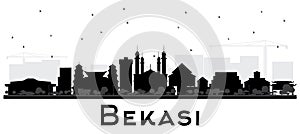 Bekasi Indonesia City Skyline Silhouette with Black Buildings Is