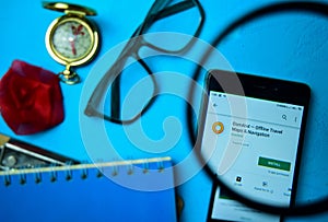 OsmAnd - Offline Travel Maps & Navigation dev app with magnifying on Smartphone screen.