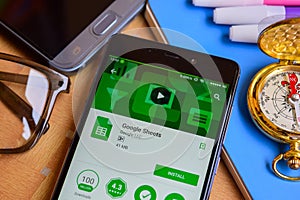 Google Sheets dev application on Smartphone screen.
