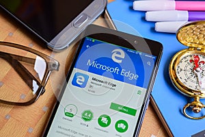 Microsoft Edge dev application on Smartphone screen.