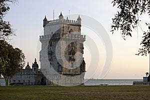 BelÃ©m Tower without people in the evening hours photo