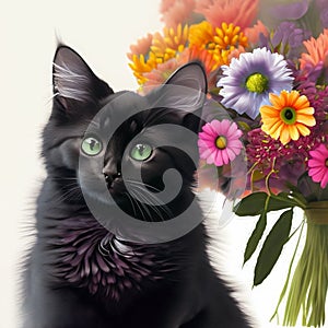 Filhote gato preto, lindo, olhos verdes! photo
