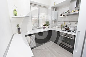 The interior of a small kitchen