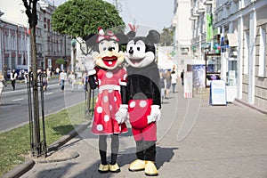 .People in costumes Disney Heroes Mickey Mouse