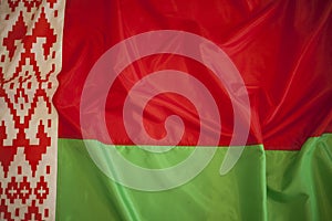 Belarus flag on silk texture