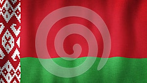 Belarus flag waving in the wind. Closeup of realistic Belarusian flag with highly detailed fabric texture