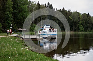 Belarus. The ship is on the Augustow canal in Belarus. May 24, 2017