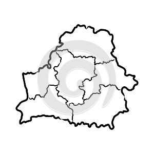 Belarus map of black contour curves of vector illustration