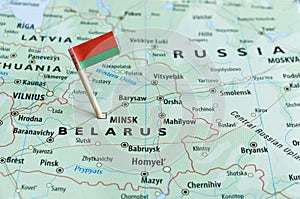 Belarus map flag pin photo