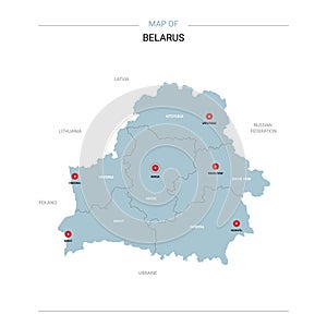 Belarus map vector with red pin.