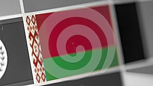 Belarus national flag of country. Belarus flag on the display, a digital moire effect.