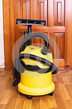 BELARUS, NOVOPOLOTSK - 30 MAY, 2021: Yellow vacuum cleaner karcher