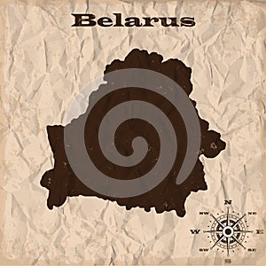 Belarus old map with grunge and crumpled paper. Vector illustration