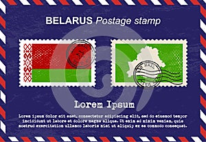 Belarus Postage stamp, vintage stamp, air mail envelope.