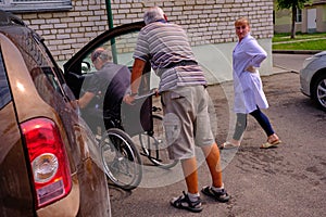 Man in a wheelchair at the emergency room of the city hospital