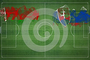 Belarus vs Slovakia Soccer Match, national colors, national flags, soccer field, football game, Copy space