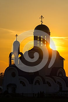 Belarus, Zhodino, church,sunset