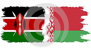 Belarusian and Kenya grunge flags connection vector