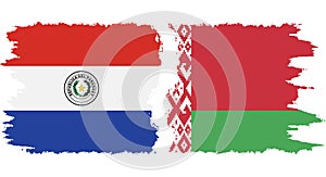 Belarusian and Paraguay grunge flags connection vector