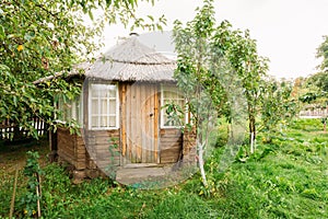 Belarusian Or Russian Wooden Guest House In Village Or Countryside